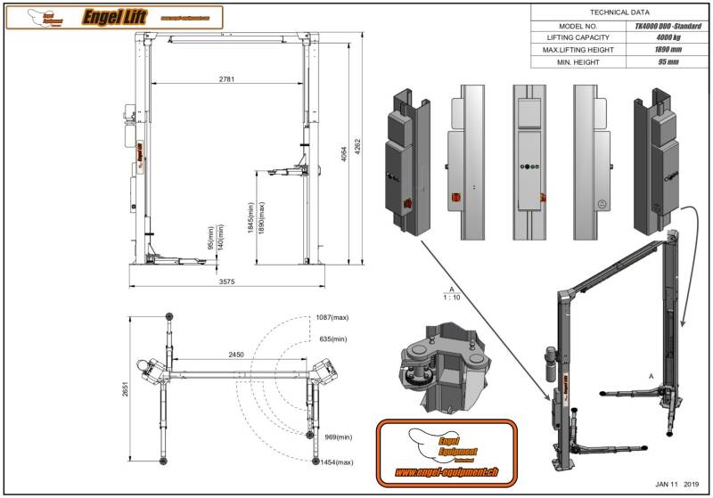 Engellift TK-4000 DUO, Standard Ausführung Zeichnung