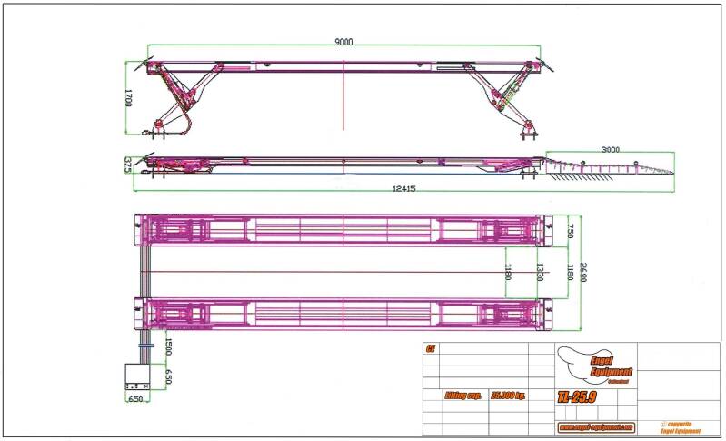 Engellift TL-25.9 Zeichnung Hebebühne Bodenaufbau 