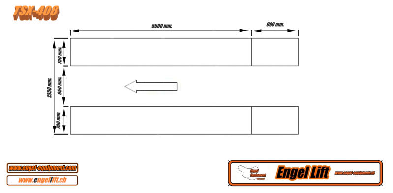 Engellift TSX-408: Plate-forme élévatrice à ciseaux pour véhicules utilitaires PREMIUM. 8 000 kg -Plan