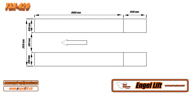 Engellift TSX-420: Plate-forme élévatrice à ciseaux pour véhicules utilitaires PREMIUM. -20 000 kg.-Plan