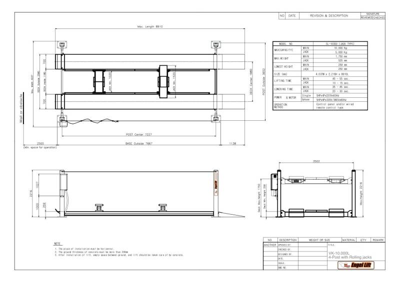 Engellift VK-10.000L, Zeichnung