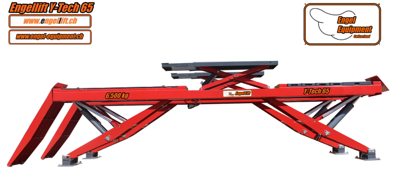 Engellift Y-Tech 65:  Halb-scheren Y-Tech Hebebühne ,  Semi-Scherenhebebühne (6.500kg.) Radfreihub System mit Lenkgeometrie (Achsvermessung) Plattform.-3