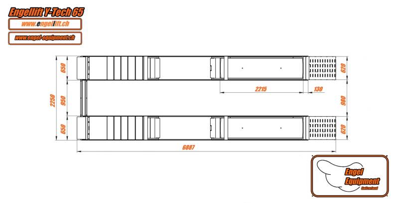 ENGELLIFT Y-TECH 65 ; pont élévateur à simple ciseaux Y-Tech, pont élévateur à semi-ciseaux -6.500 kg, Système de levage de roue libre avec mesure de l'essieu -4.000 kg-Plan-2