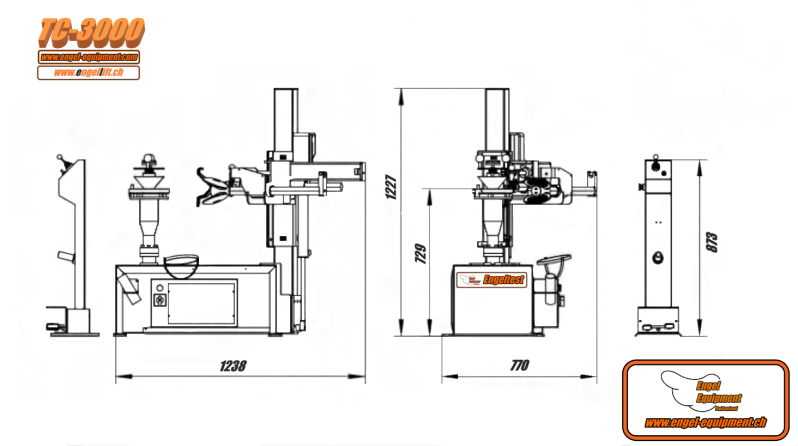 Engel-Equipment TC-3000, Abmessungen