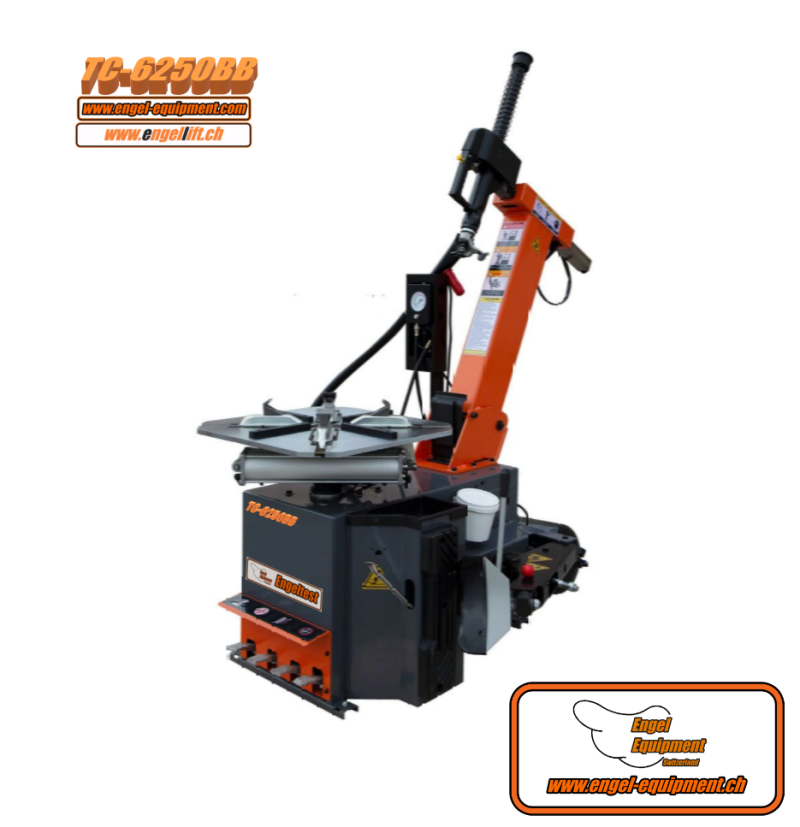 Engeltest TC-6250BB, Semi-Automatische Reifenwechselmaschine, Rückschwenker, Abdrückerseite