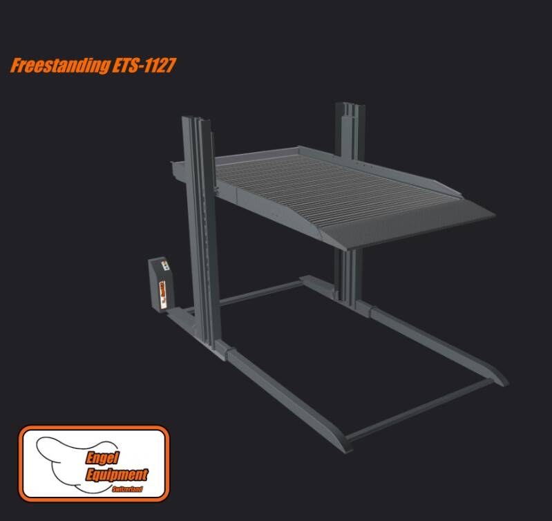 ETS-1127 FREESTANDING  Zweisäulen Parkhebebühnen OHNE Bodenverankerung: -Gesamt Bild
