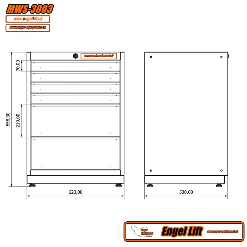 MWS-3003 6-Schublade Basisschrank (3)