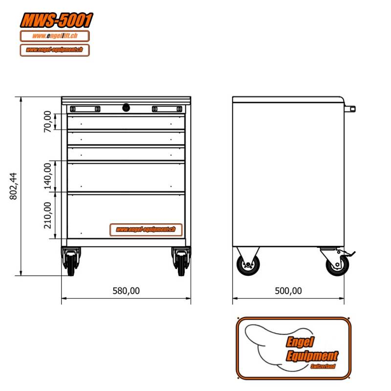 MWS-5001   WERKZEUGWAGEN, 5-SCHUBLADEN (3)
