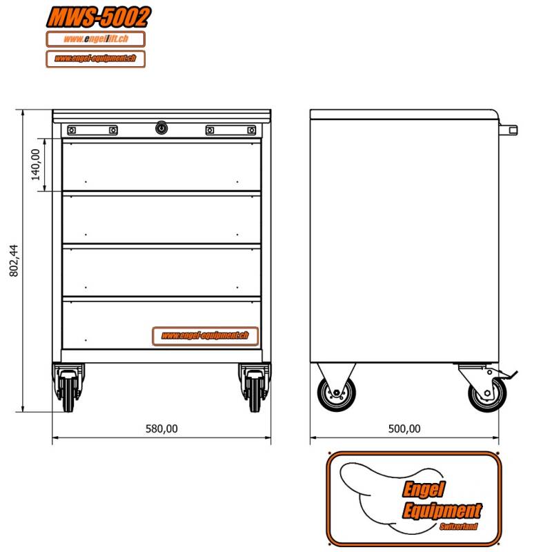  MWS-5002   WERKZEUGWAGEN, 4-SCHUBLADEN (3)