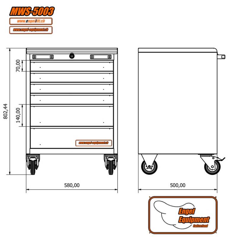 MWS-5003   WERKZEUGWAGEN, 6-SCHUBLADEN (3)