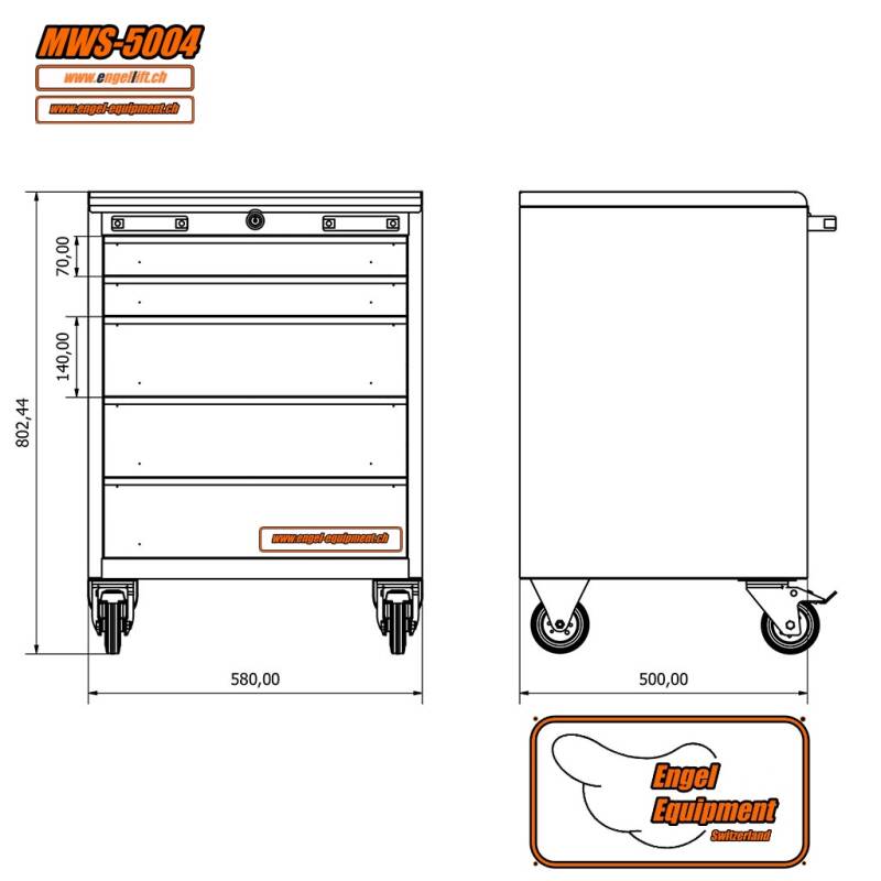MWS-5004   WERKZEUGWAGEN, 5-SCHUBLADEN (3)