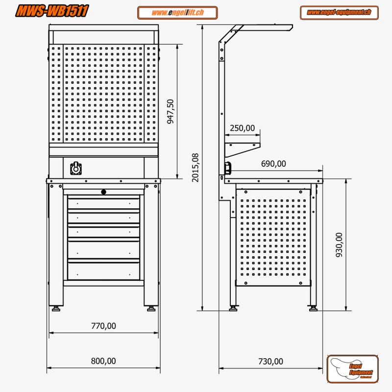 MWS-WB1511     KLEINE WERKBANK ZUSAMMENSETZUNG-Zeichnung