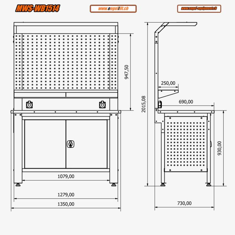 MWS-WB1514  KLEINE WERKBANK ZUSAMMENSETZUNG-Zeichnung