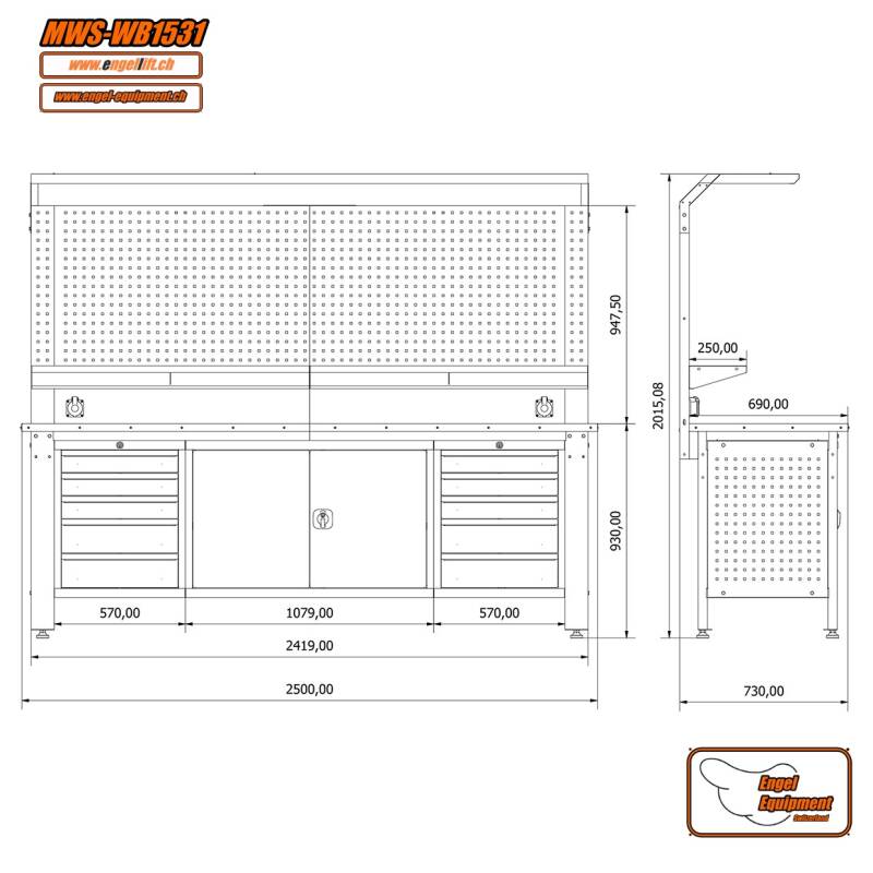 MWS-WB1531     WERKBANK ZUSAMMENSETZUNG-Zeichnung