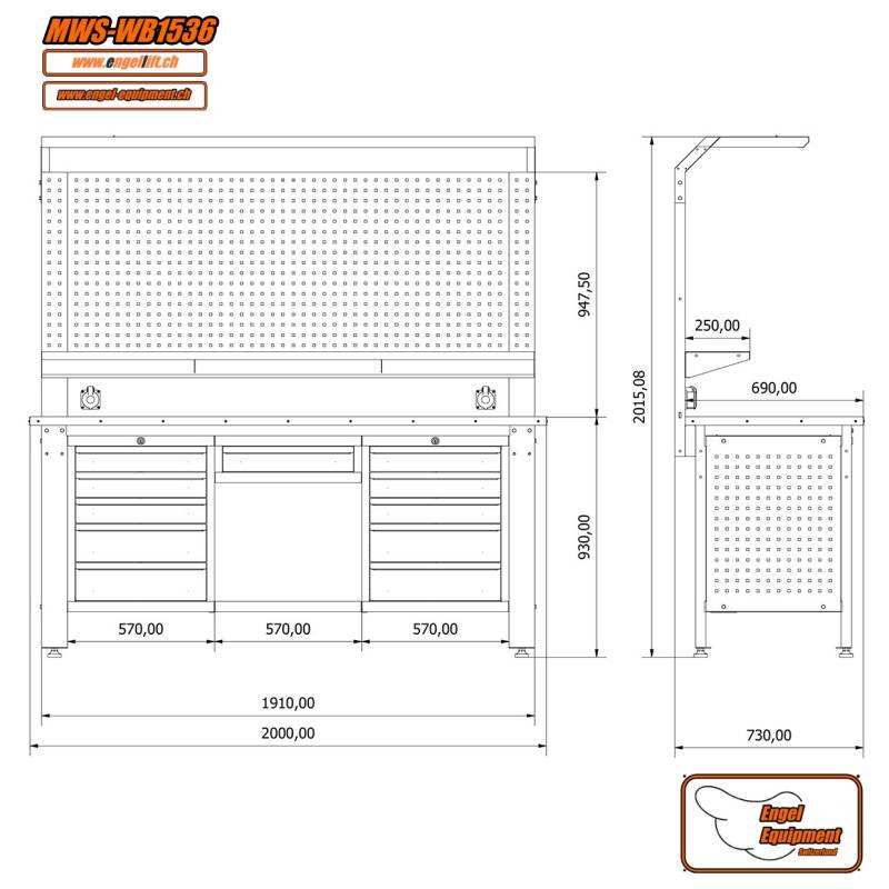 MWS-WB1536     WERKBANK ZUSAMMENSETZUNG-Zeichnung