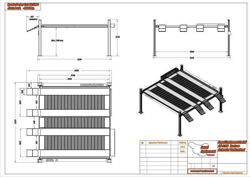 QuadroParker 2x2 40.500 ; Ascenseurs de stationnement doubles à 4 colonnes  (Plan de construction)
