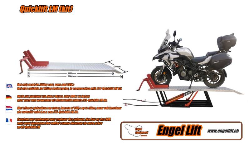 LM ; PLATE-FORME SUPPLÉMENTAIRE POUR MOTO (ALUMINIUM) AVEC PINCE DE ROUE.