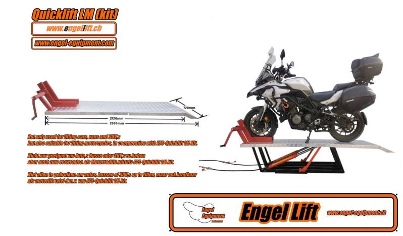 Engellift Quicklift LM Motorrad Plattform mit Radklemnme
