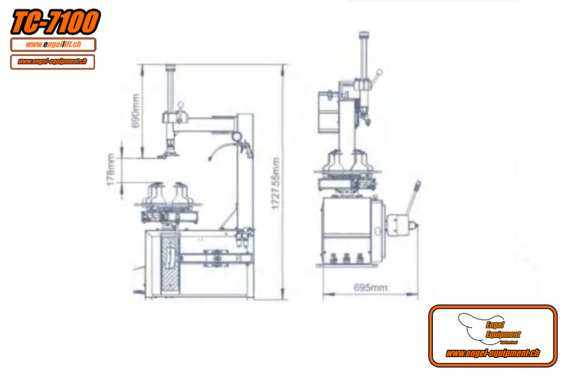Engeltest TC-7100 Abmessungen & Platzbedarf.
