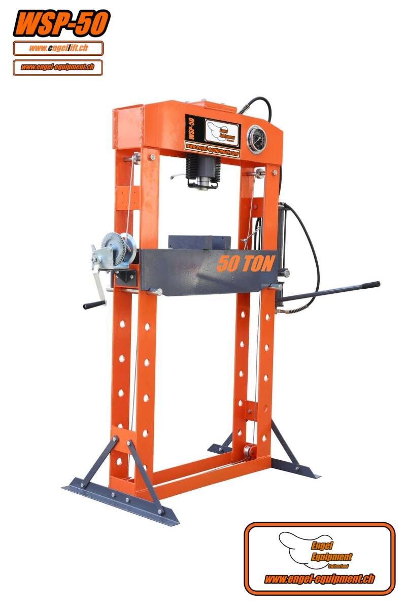 Engel-Equipment WSP-50, Werkstattpress 50 ton, Pneumatisch-Hydraulisch.
