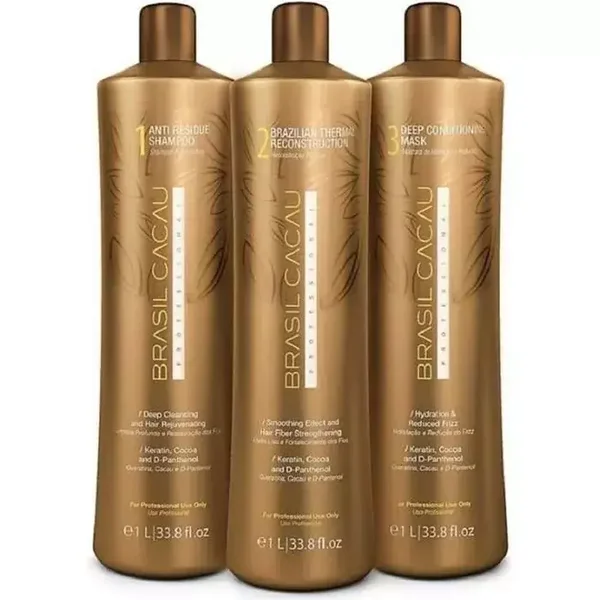 Kit Lissage Brésilien Brazilian Thermal Reconstruction Brasil Cacau 3 x 1 L