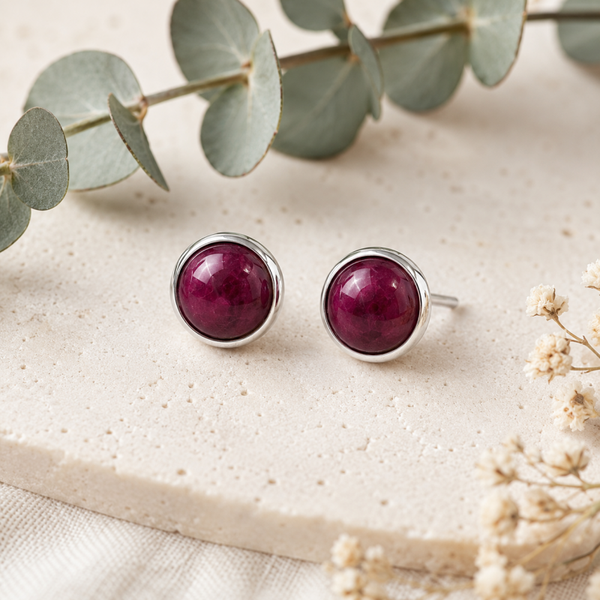 Sterling Silver Ruby Zoisite Stud Earrings