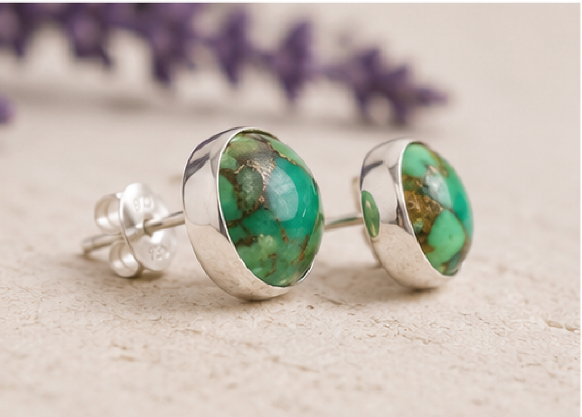 Gemstone Stud Earrings - Sterling Silver (Various Options)