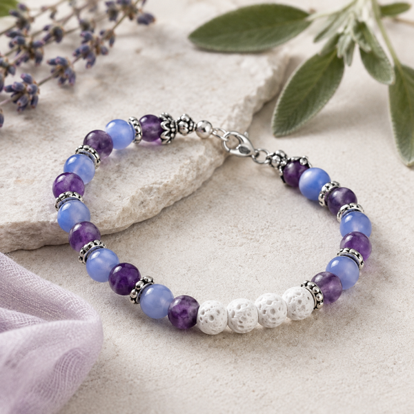 Handmade Gemstone Diffuser Bracelet | Blue Serenity