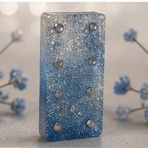 Handmade Resin Domino Set - Blue Glitter