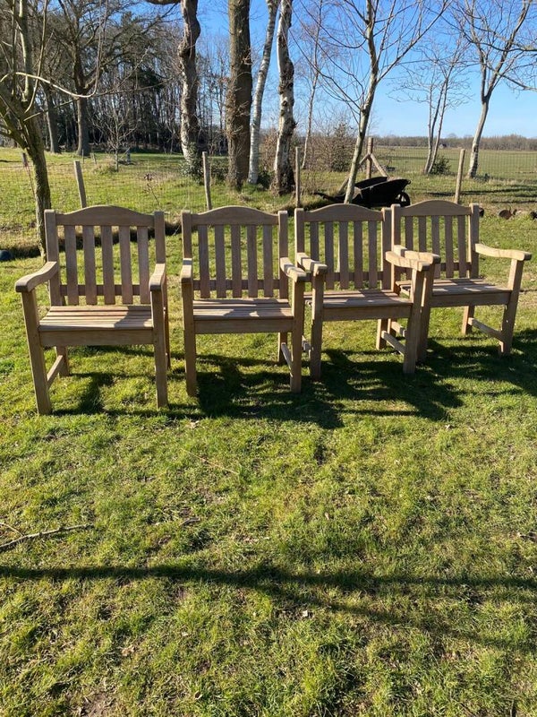4 teakhouten blokstoelen - Select Garden