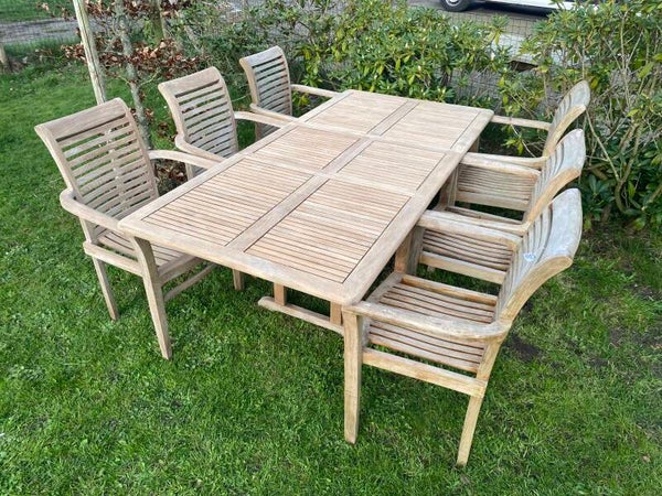 Tuinset 6 personen met King's Teak uitschuifbare tafel