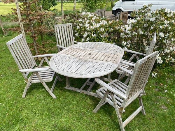 Tuinset teakhout uitschuifbare tafel 170/120cm