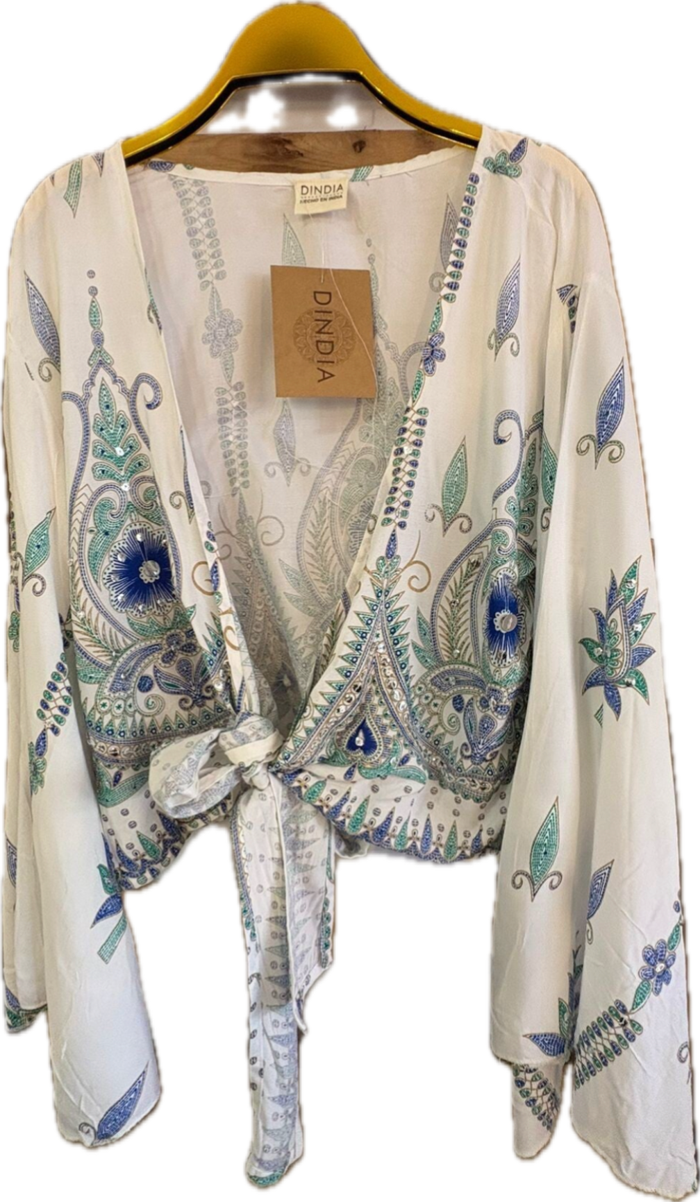 DINDIA ,blusa seda con detalles