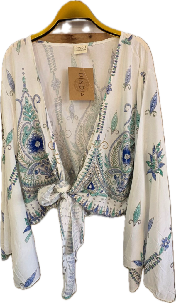 DINDIA ,blusa seda con detalles