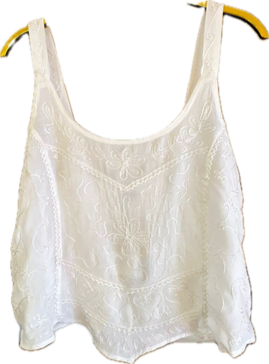 DINDIA, TOP BLANCO BORDADO