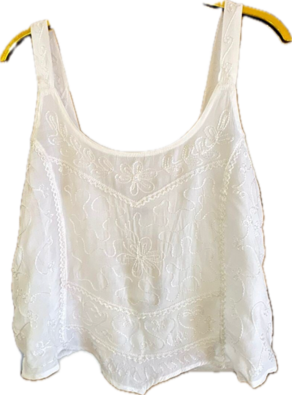 DINDIA, TOP BLANCO BORDADO