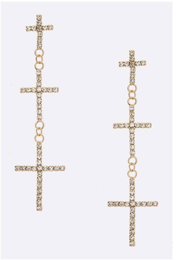 Cross Gold Earrings
