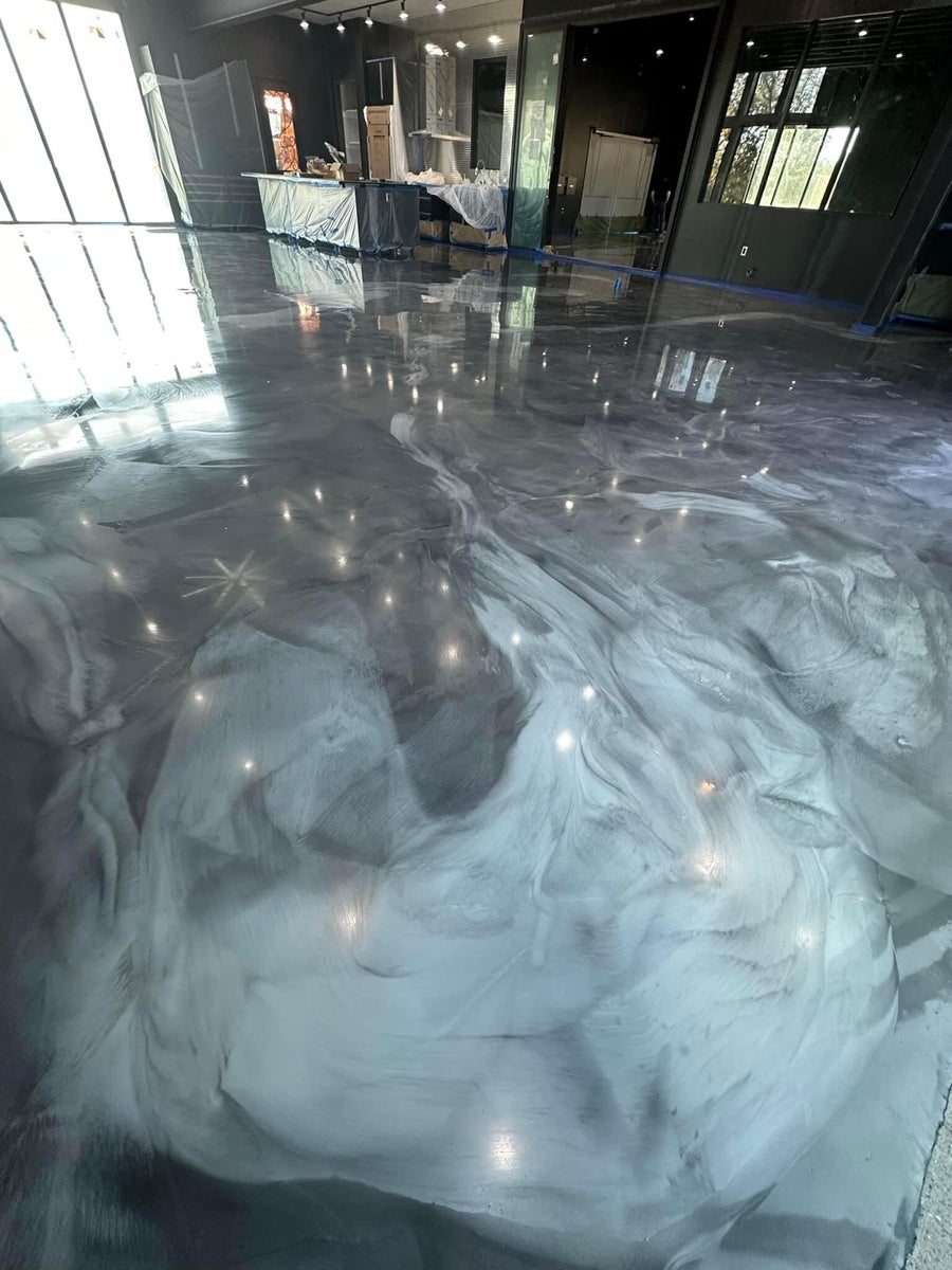 Metallic epoxy poured floor finish