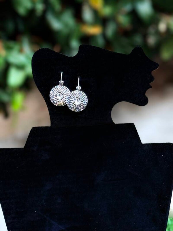 Silver round earrings
