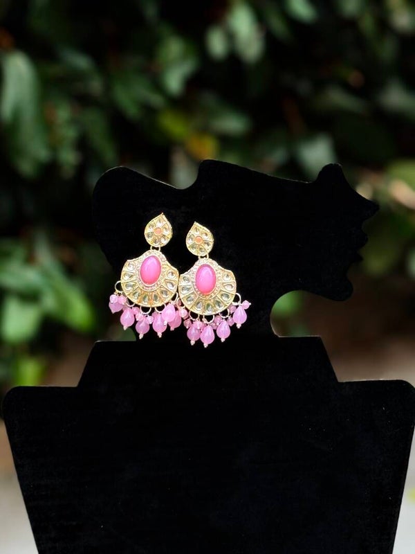 Chandbali pink earrings