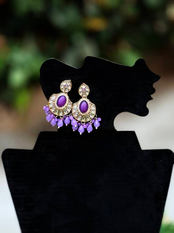 Chandbali purple earrings