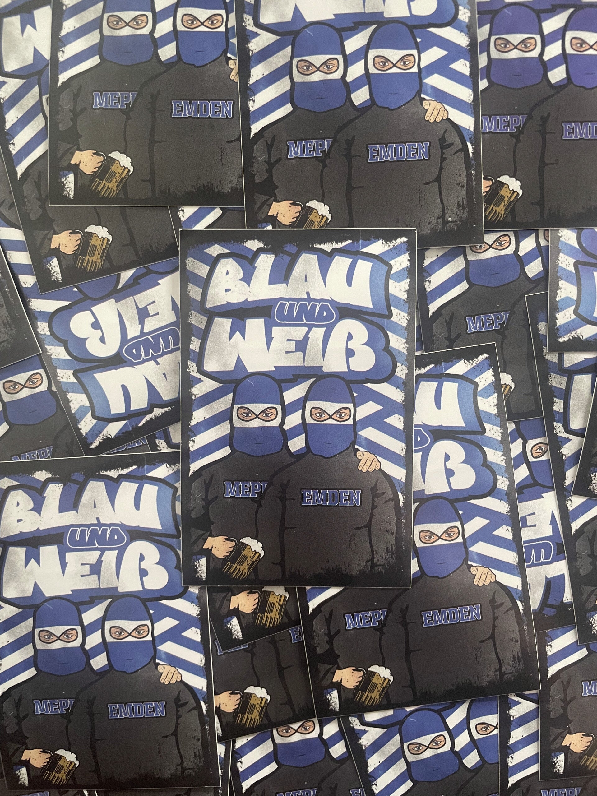 Blau und Weiß Aufkleber