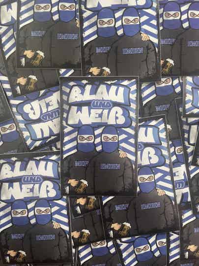 Blau und Weiß Aufkleber