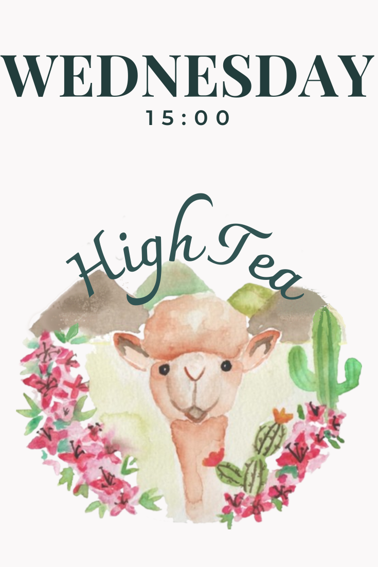 High Tea with Alpaca's on Wednesday at 15:00
