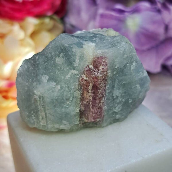 Aquamarijn met Roze Toermalijn (1)