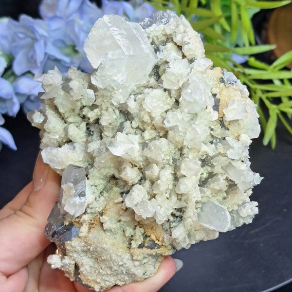 Kwarts met Calciet & Galeniet Cluster (3)