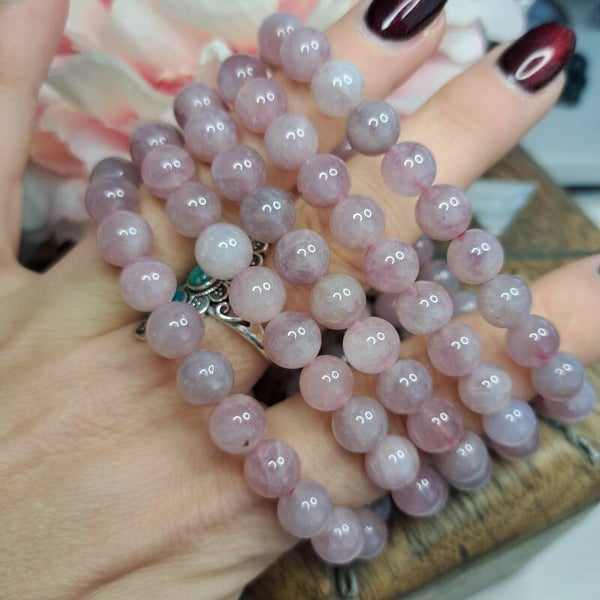 "Lavendel" Rozenkwarts Armband 8mm kraal