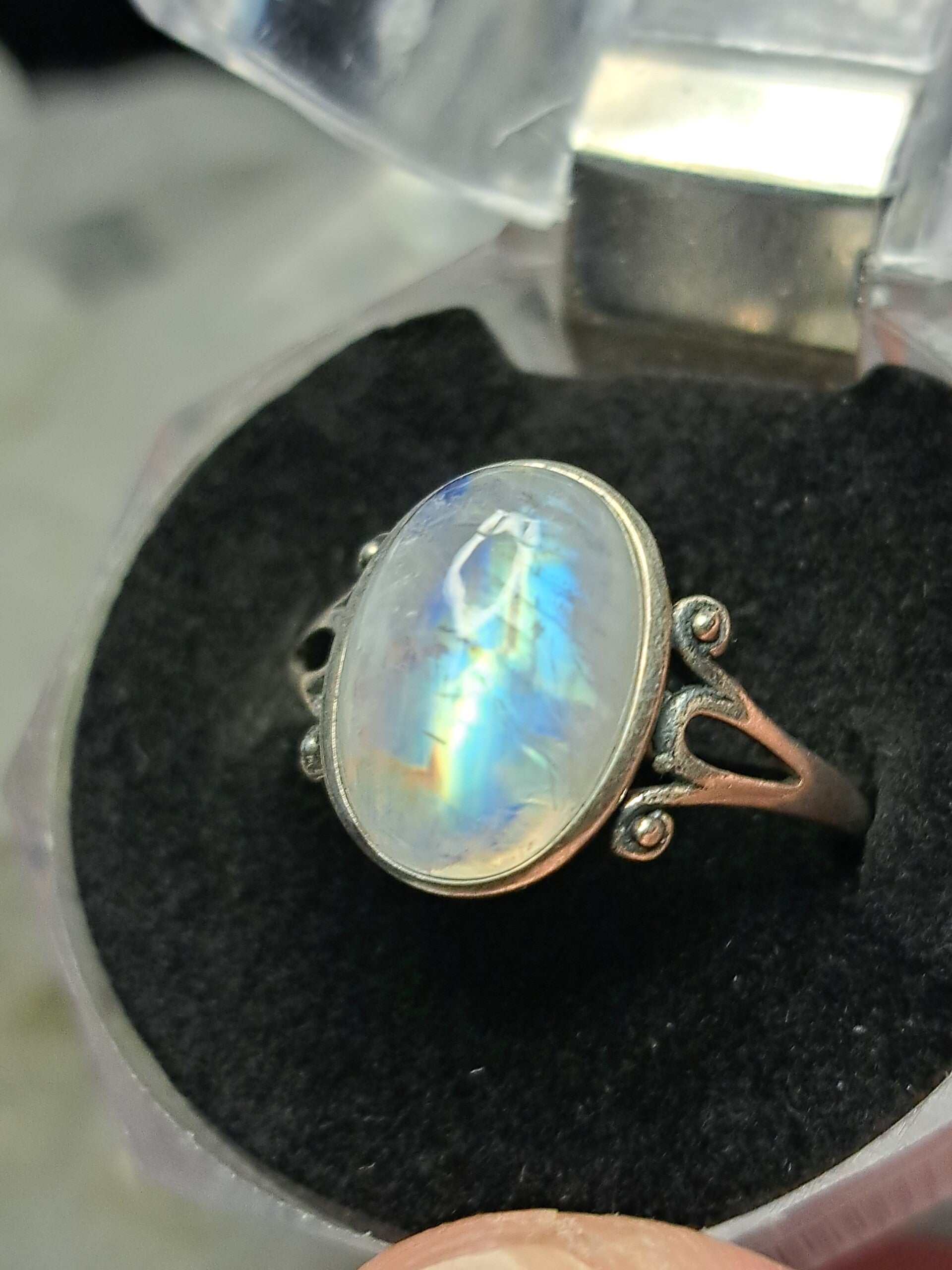 Regenboog Maansteen Ring Maat 17,5