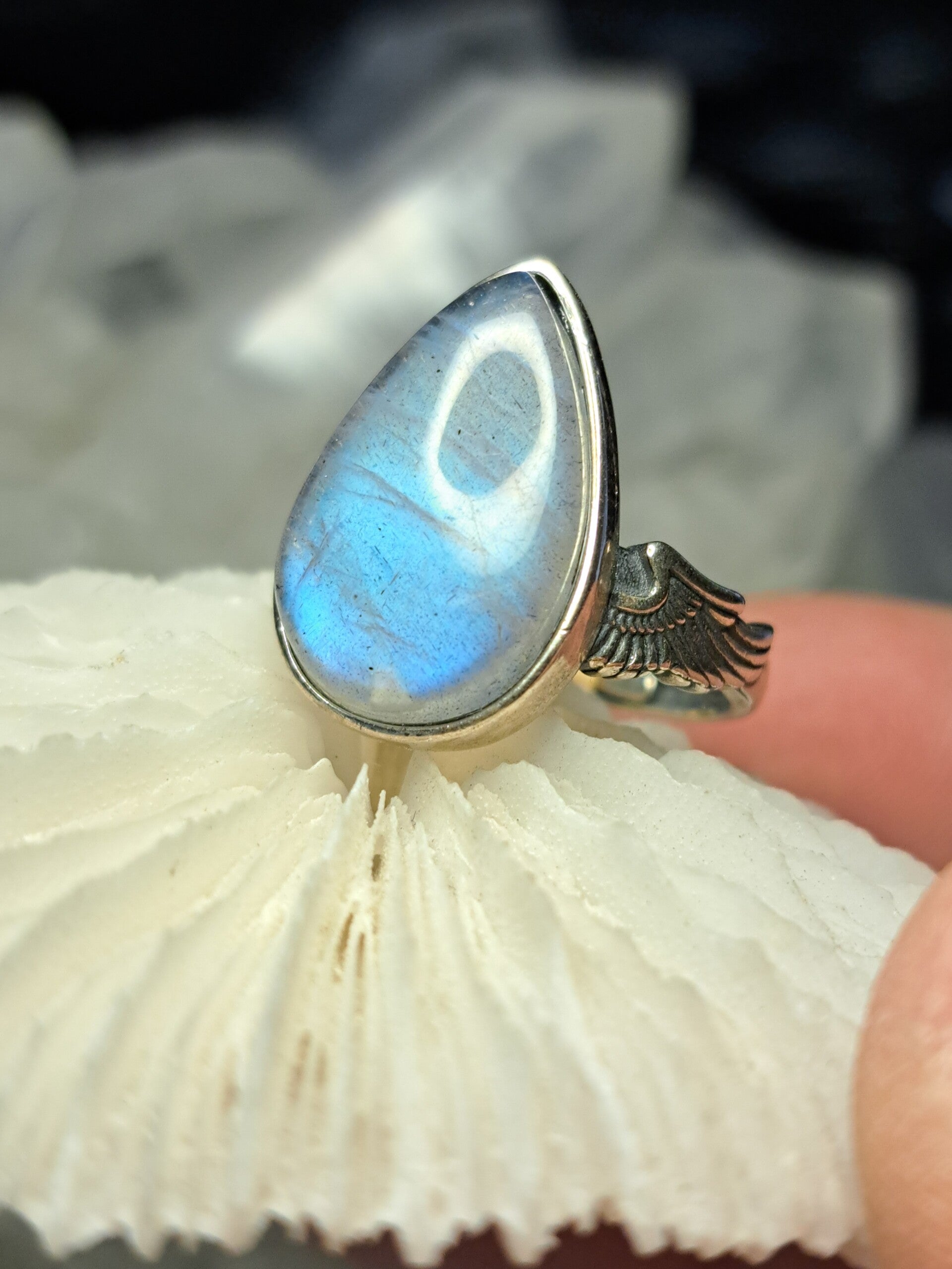 Labradoriet Ring Druppel Maat 18 (2)