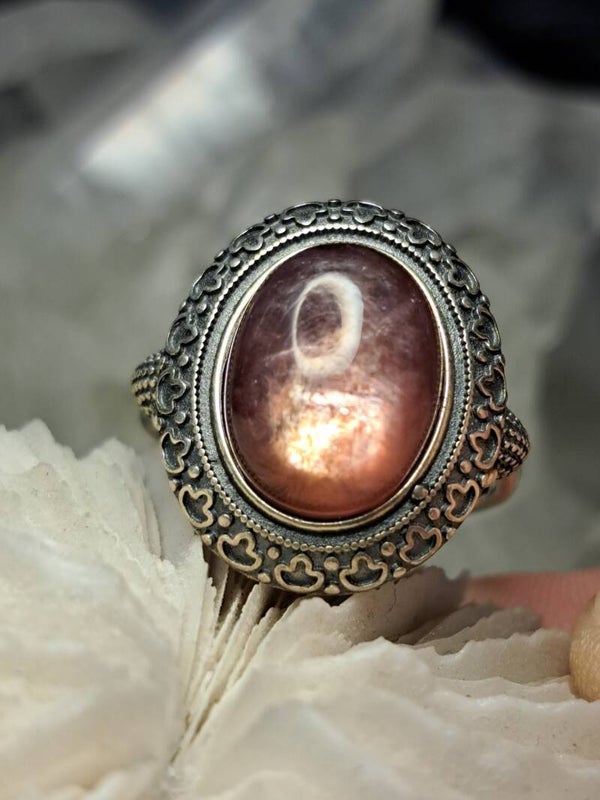 Paarse Mica/ Lepidoliet Ring Maat 19